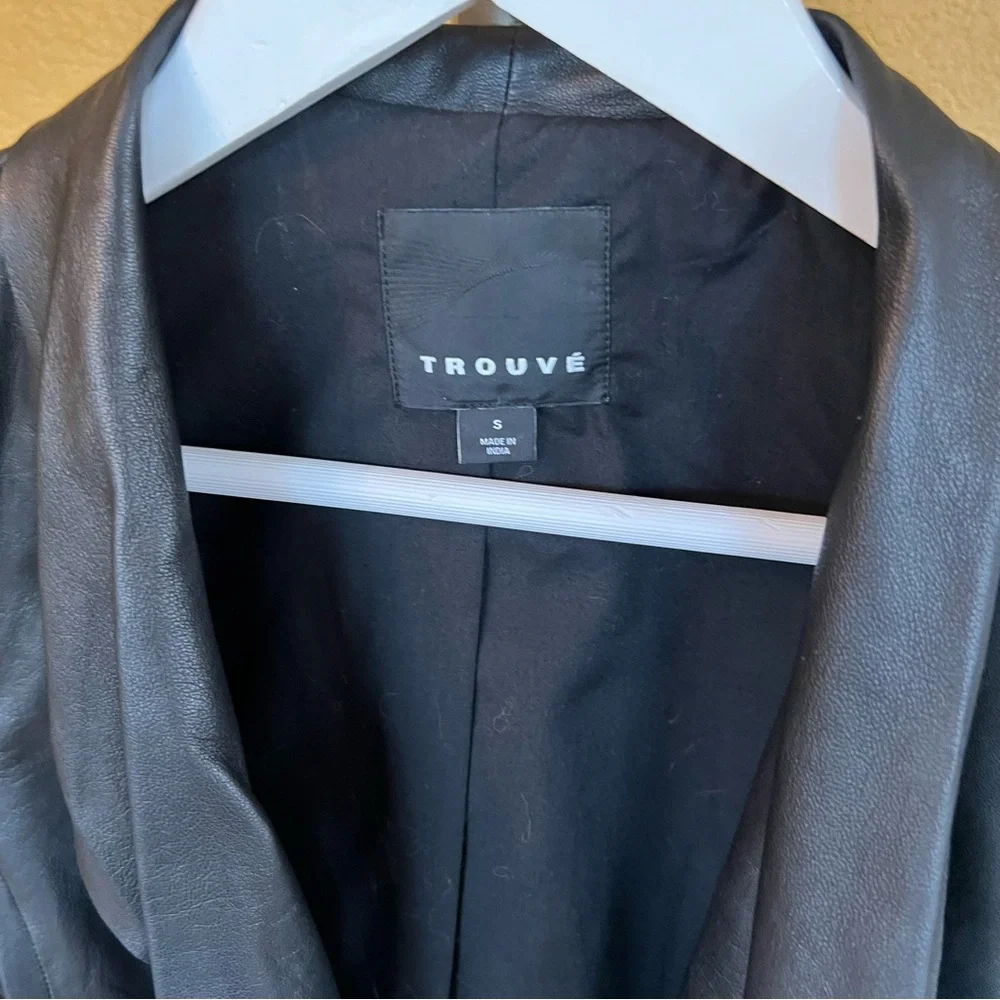 TROUVÉ Drape Front Leather Jacket Butter Soft - Picture 5 of 13